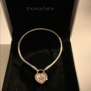 Pandora Lock Your Promise Sterling Bracelet sz 19